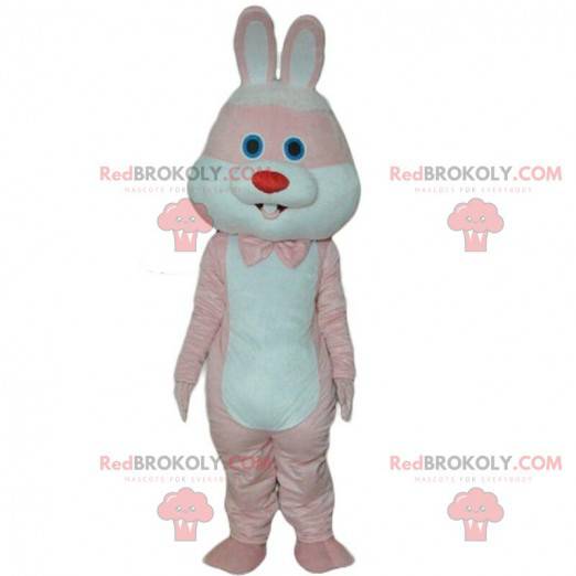 Pink and white rabbit mascot, giant rabbit costume -