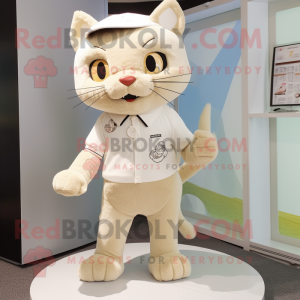 Beige kat maskot kostume...