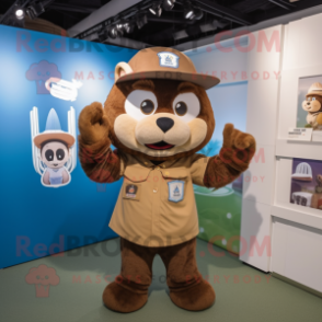 Brown Alliance mascot costume character dressed with a Long Sleeve Tee and Berets