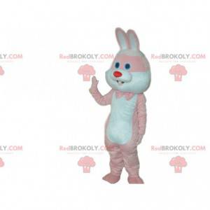 Mascotte de lapin rose et blanc, costume de lapin géant -