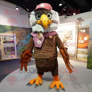 nan Eagle mascot costume character dressed with a Dungarees and Hair clips