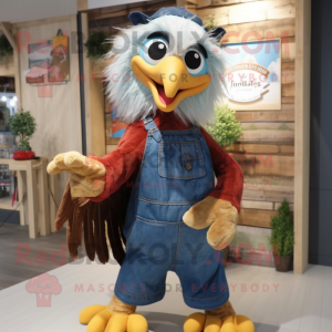 nan Eagle mascot costume character dressed with a Dungarees and Hair clips