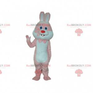 Mascotte coniglio rosa e bianco, costume coniglio gigante -