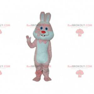 Pink and white rabbit mascot, giant rabbit costume -