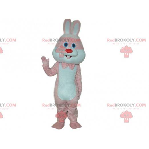 Mascota de conejo rosa y blanco, disfraz de conejo gigante -