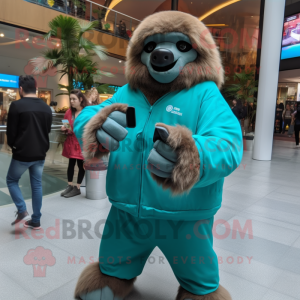 Teal Giant Sloth mascotte...