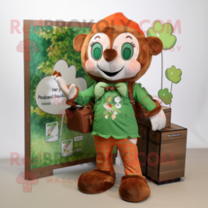 Rust Bunch Of Shamrocks mascot costume character dressed with a Romper and Wallets