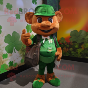 Rust Bunch Of Shamrocks mascot costume character dressed with a Romper and Wallets