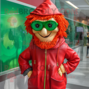 Rød Leprechaun maskot drakt...
