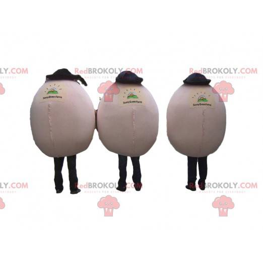 3 leende äggmaskoter med hattar, 3 ägg - Redbrokoly.com