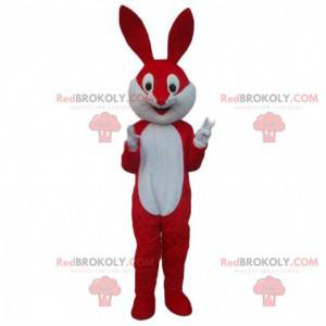 Mascotte de lapin rouge et blanc, costume de lapin géant -