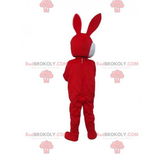 Maskot červený a bílý králík, kostým obří králík -