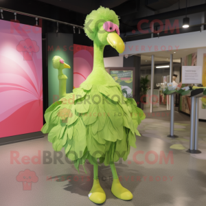 Limegrønn Flamingo maskot...
