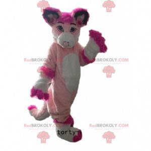 Mascota husky, zorro rosa, disfraz de perro rosa -