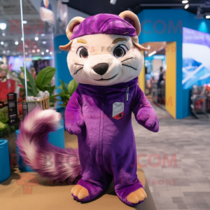 Purple Ferret maskot kostym...