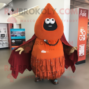 Rust Chief mascot costume character dressed with a Ball Gown and Shawl pins