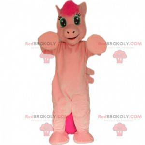 Mascote pônei rosa, fantasia de cavalo rosa - Redbrokoly.com