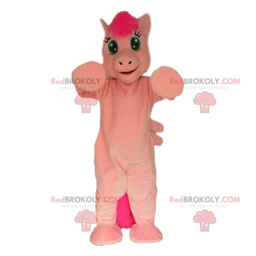 Mascotte pony rosa, costume da cavallo rosa - Redbrokoly.com