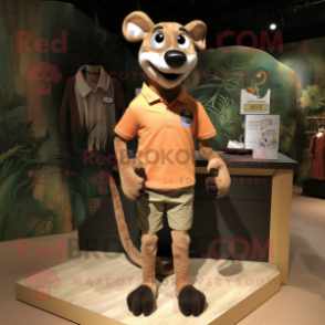 Tan Thylacosmilus mascot costume character dressed with a Shorts and Watches