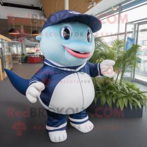 nan Whale mascot costume character dressed with a Rugby Shirt and Keychains