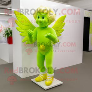 Lime Green Cupid mascot costume character dressed with a Trousers and Gloves