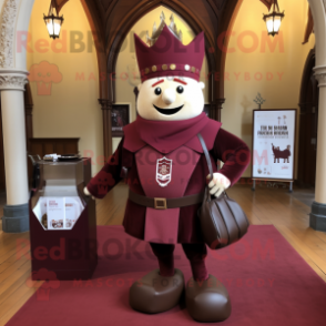 Maroon Irish Castle mascot costume character dressed with a Leggings and Handbags