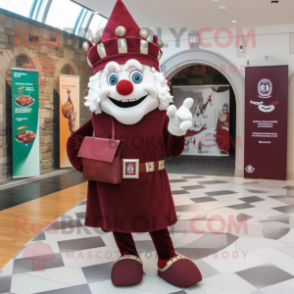 Maroon Irish Castle mascot costume character dressed with a Leggings and Handbags