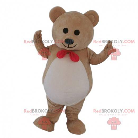 Very cute brown bear mascot, beige teddy bear costume -