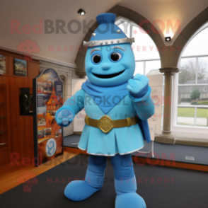 Sky Blue Irish Castle mascot costume character dressed with a Turtleneck and Bracelets