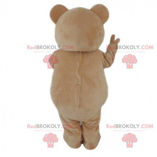Very cute brown bear mascot, beige teddy bear costume -