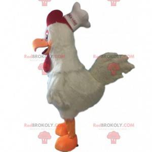 Mascot gallina blanca gigante, traje de cazuela, pollo -