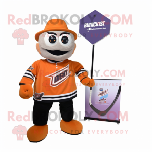 Rust Ice Hockey Stick mascot costume character dressed with a Suit Jacket and Coin purses