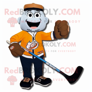 Rust Ice Hockey Stick mascot costume character dressed with a Suit Jacket and Coin purses