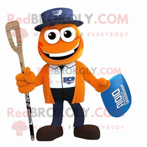 Rust Ice Hockey Stick mascot costume character dressed with a Suit Jacket and Coin purses