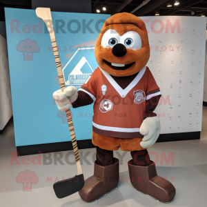 Rust Ice Hockey Stick mascot costume character dressed with a Suit Jacket and Coin purses