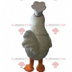 Mascot gallina blanca gigante, traje de cazuela, pollo -