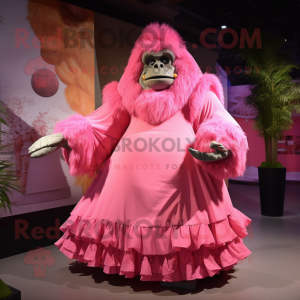 Pink Gorilla maskot kostume...