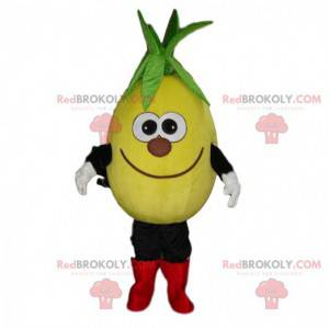 Mascotte della frutta gialla, mascotte sorridente del limone -