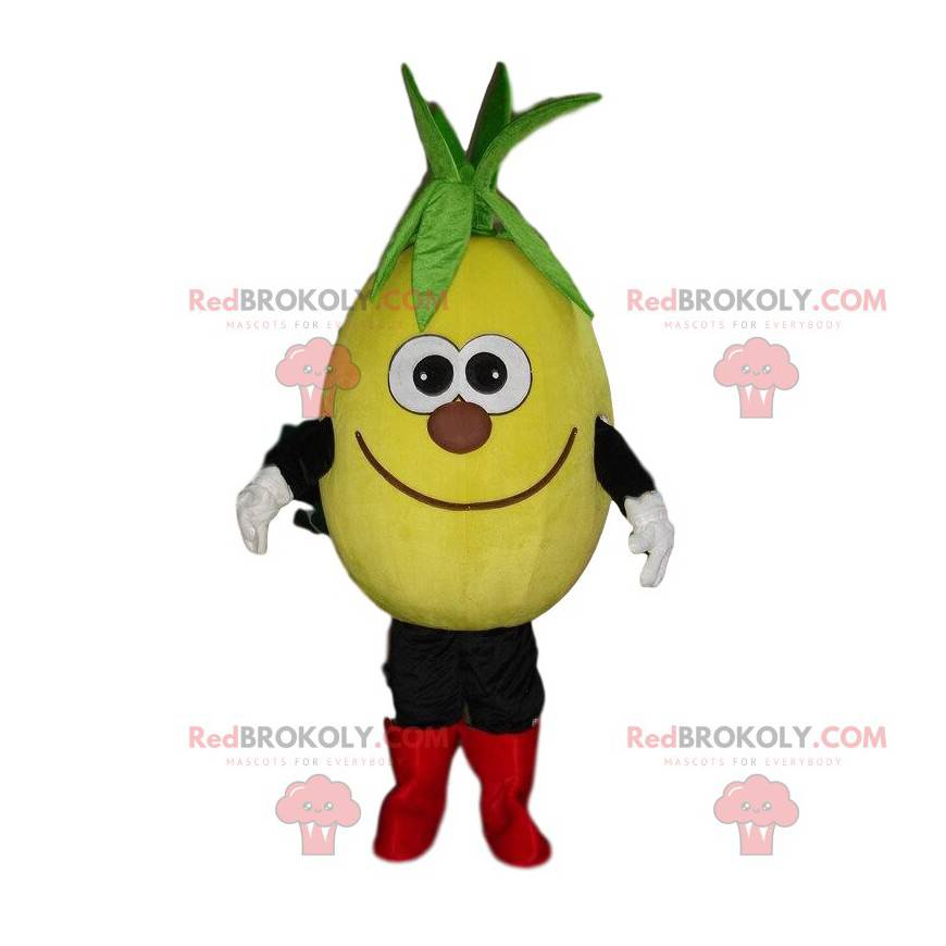 Gul frugt maskot, smilende citron maskot - Redbrokoly.com