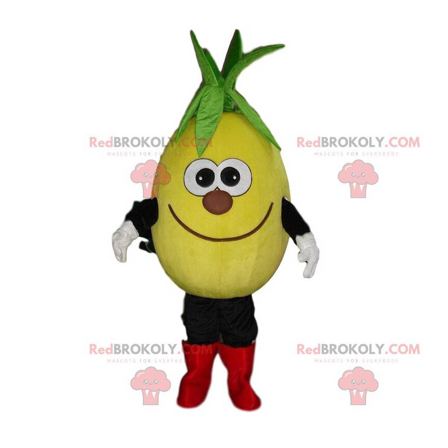 Maskot žluté ovoce, usměvavý maskot citron - Redbrokoly.com