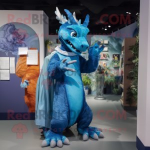 Blue Dragon maskot kostym...