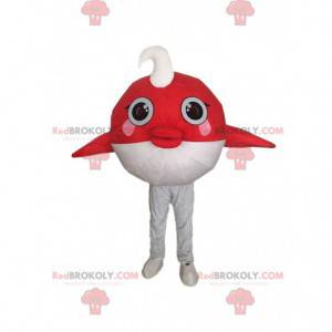 Mascotte de poisson rouge et blanc, costume de la mer -