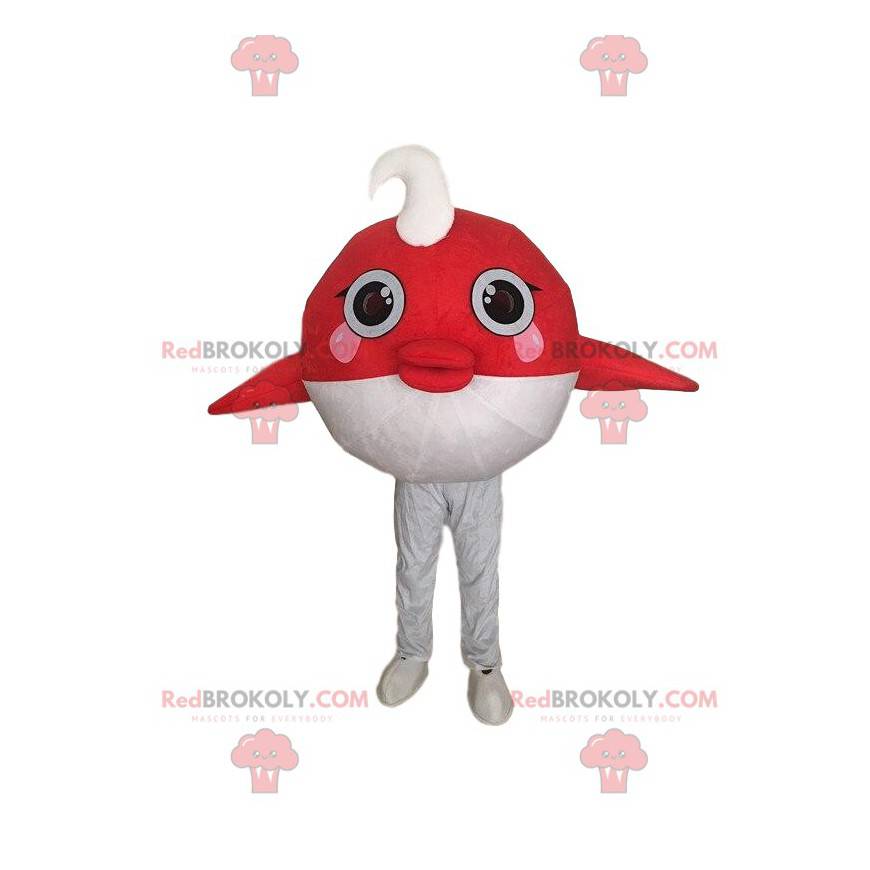 Maskotka biało-czerwona ryba, kostium morski - Redbrokoly.com