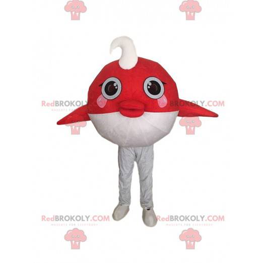 Mascotte de poisson rouge et blanc, costume de la mer -