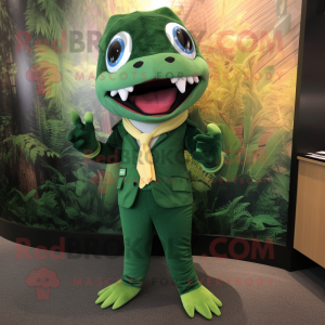 Forest Green Barracuda mascot costume character dressed with a Suit Pants and Anklets