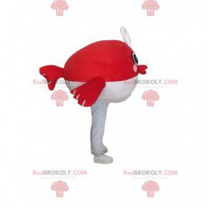 Mascotte de poisson rouge et blanc, costume de la mer -