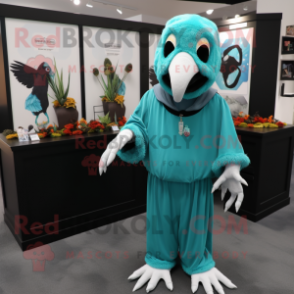 Teal Graveyard mascot costume character dressed with a Jumpsuit and Anklets