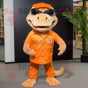 Orange Komodo Dragon maskot...