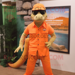 Orange Komodo Dragon maskot...