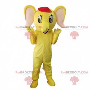 Mascote elefante amarelo, fantasia de elefante amarelo -
